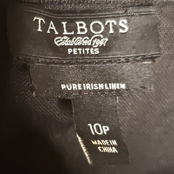 Talbots Womens Petite Black Linen Sleeve Relaxed Fit Top 10P - Picture 5 of 6